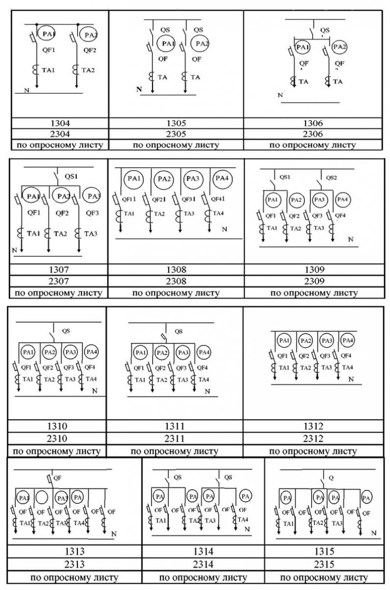 Схемы шкафов одностороннего обслуживания ЩО-04